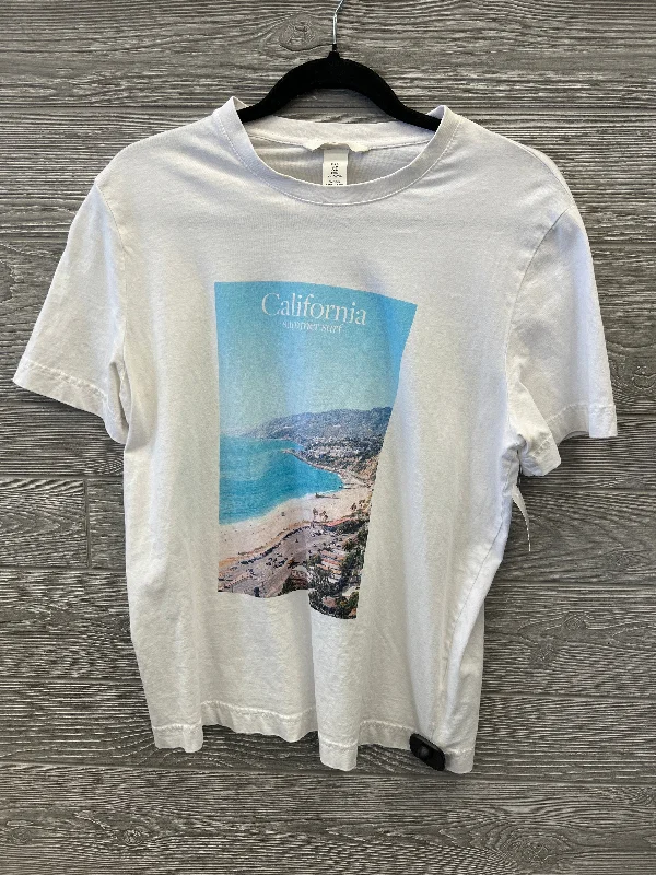 Layering women's topsTop Short Sleeve By H&m In White, Size: M