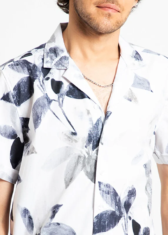 tops with pockets on the chest for menPetal Strewn Half Sleeve Shirt