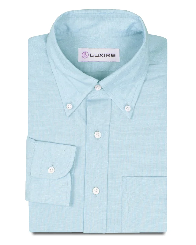 tops with removable hoods for menCotton Poly: Light Sky Blue End On End