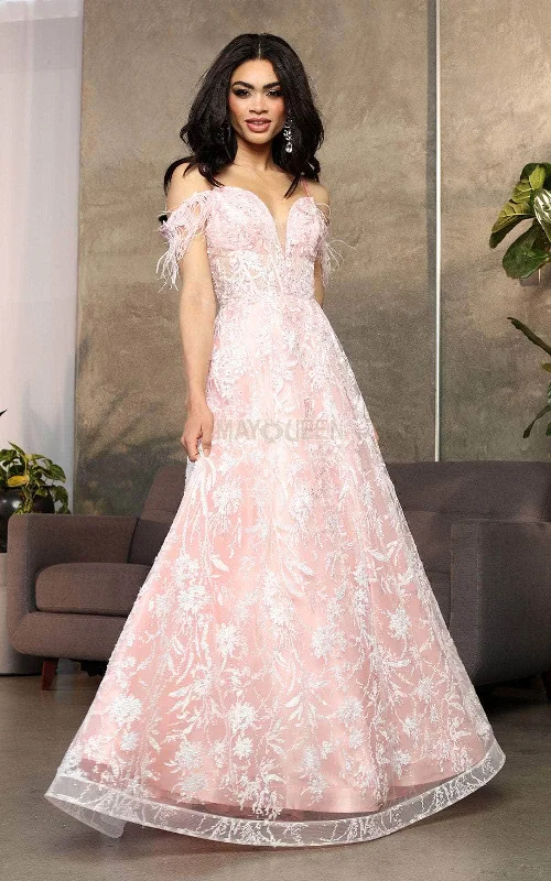 Synthetic dresses for budget-friendly optionsMay Queen RQ8070 - Cold Shoulder Gown