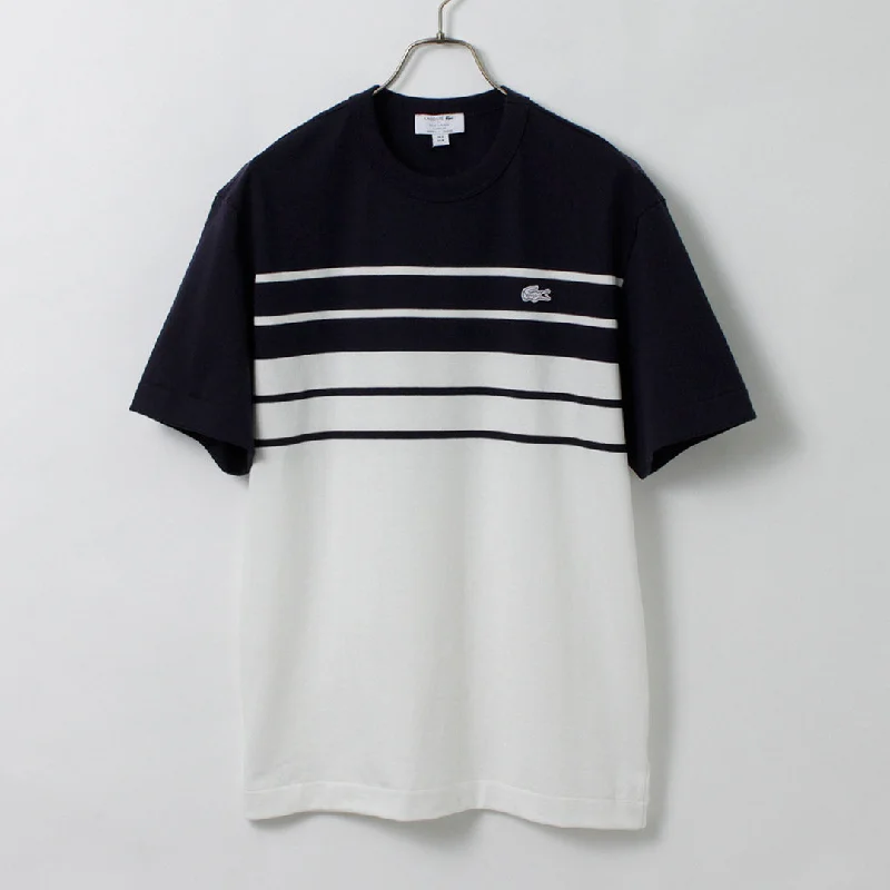 tops with buttons down the front for menLACOSTE / Stripe T-Shirt