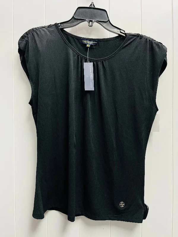 Shawl collar women's topsTop Short Sleeve By Adrienne Vittadini In Black, Size: L