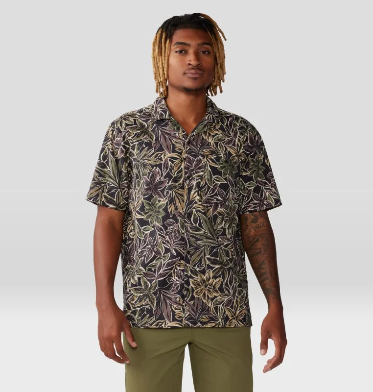 outdoor short-sleeved men's clothingMen's Trail Sender Camp Shirt - Black Floral Print