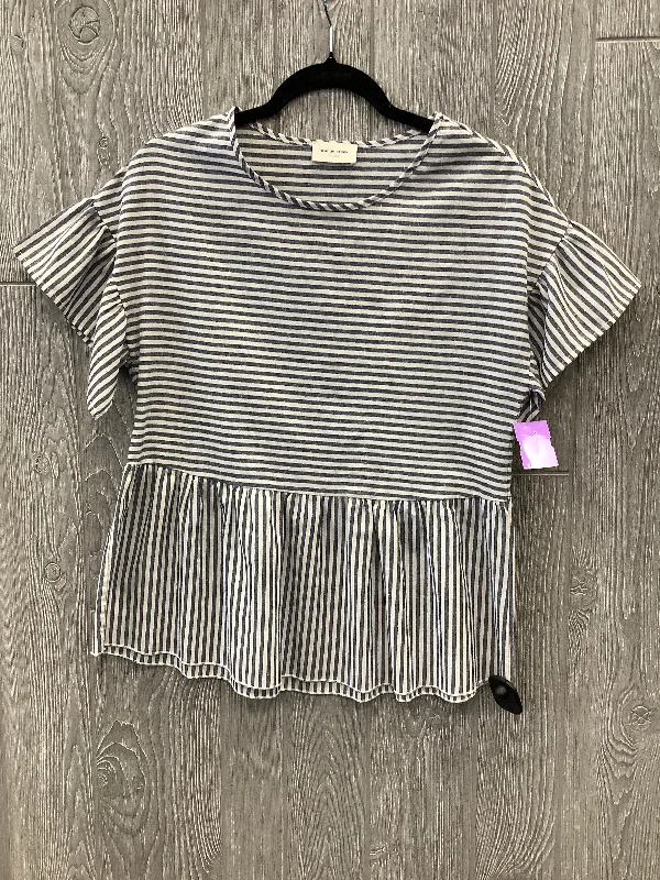 Polka dot women's topsTop Short Sleeve By Orange Creek In Striped Pattern, Size: S