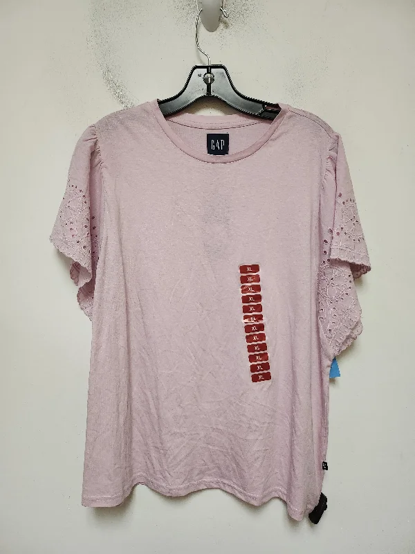 Olive green women's topsTop Short Sleeve Basic By Gap In Pink, Size: Xl