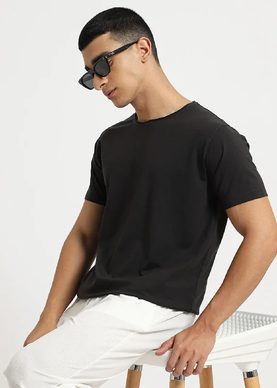tops made from performance fabrics for menShadow Gray Crew neck T-shirt