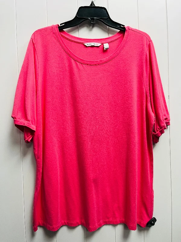 Oversized women's topsTop Short Sleeve Basic By Isaac Mizrahi Live Qvc In Coral, Size: Xl