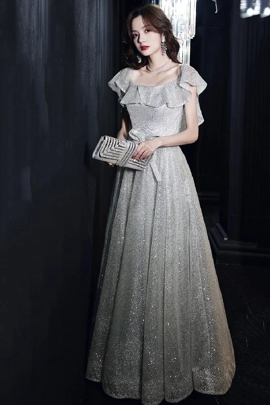 Tight-fitting dresses for womenSilver sequins long prom dress shiny evening dress  8509