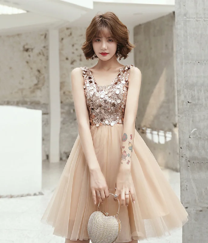 Bohemian women's dressesCute tulle sequins short prom dress party dress  8301
