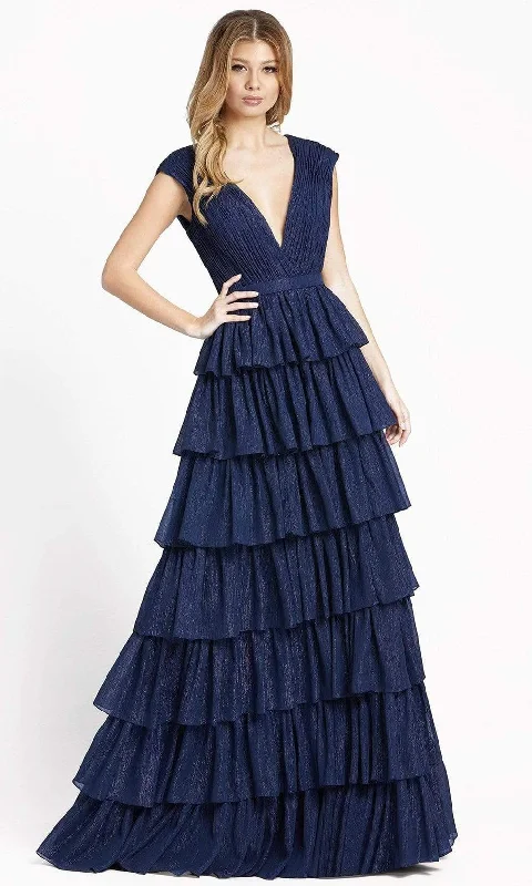 Round-neck dresses for womenIeena Duggal 49287 - Cap Sleeves Tiered Dress