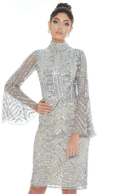 Limited edition dresses for collectorsAshley Lauren - 4265SC Long Bell Sleeves Sequin Sheath Dress