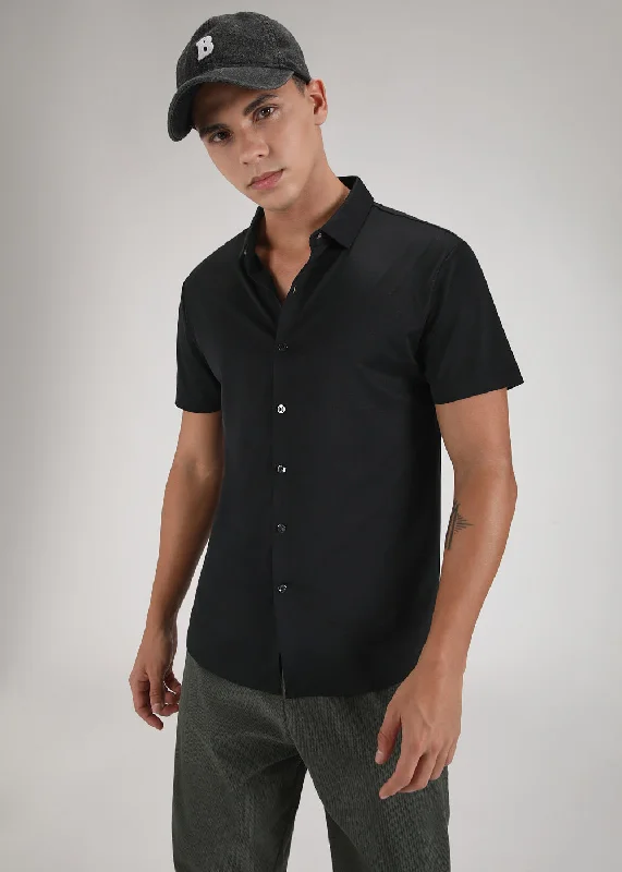 sweaters for menBlack Self Patterned Stitchless Shirt