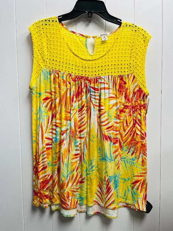 Local artisan women's topsTop Short Sleeve By West Bound In Orange & Yellow, Size: Xl