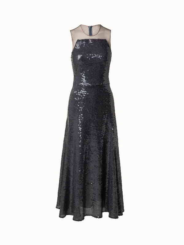 Lace dresses for womenLong Sequined Evening Gown in A-Line