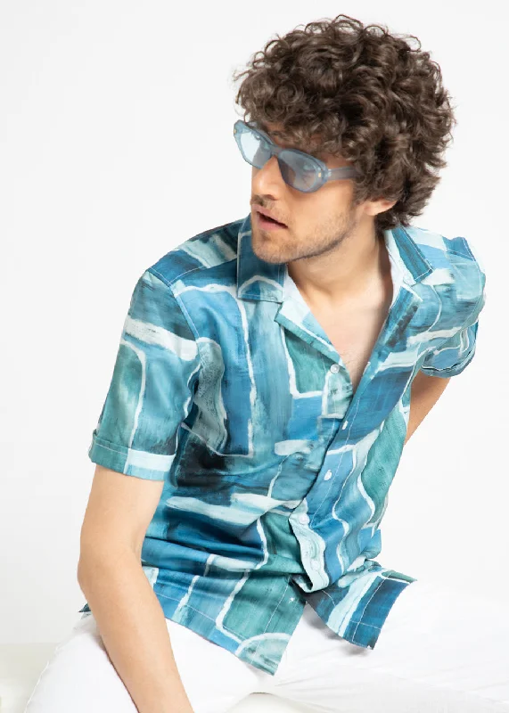 lightweight jackets for menAbstract Art Half Sleeve Shirt