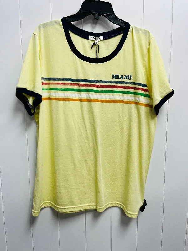 Cardigan-style women's topsTop Short Sleeve By brave soul In Blue & Yellow, Size: 22