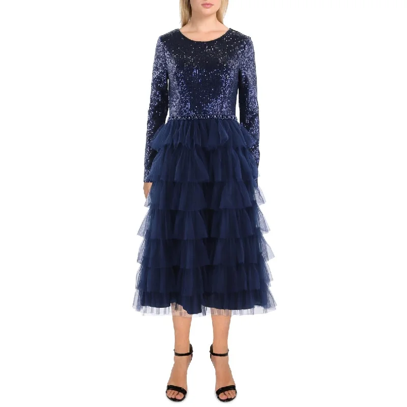 Midi dresses for womenIeena for Mac Duggal Womens Tiered Long Evening Dress