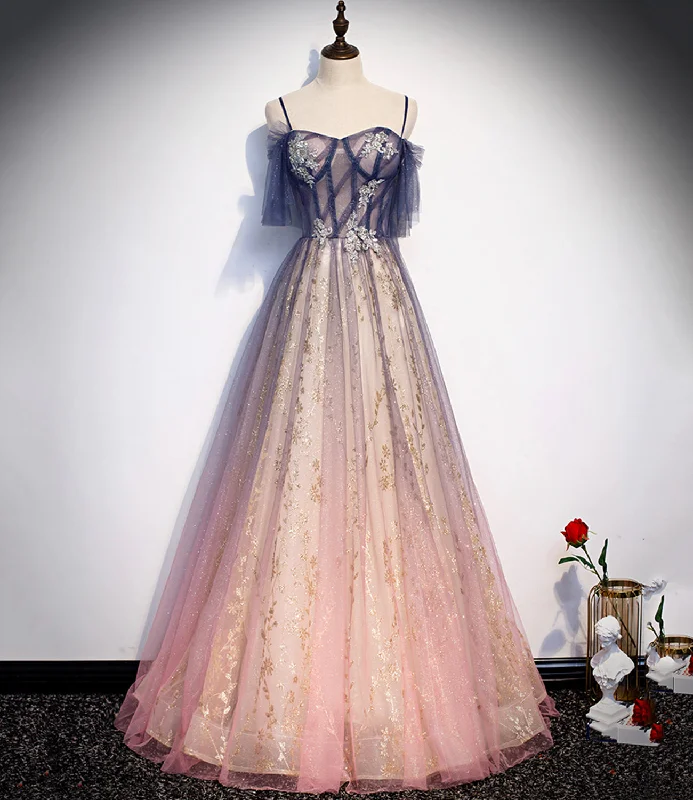 Little black dresses (LBDs) for womenCute tulle long A line prom dress evening dress  8712