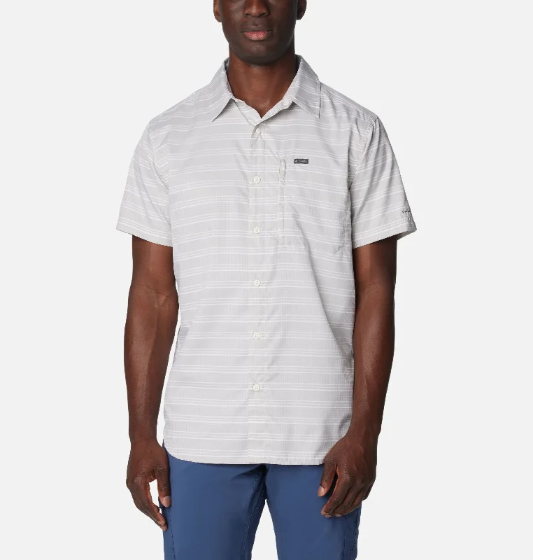 styling ideas for short-sleeved men's shirtsMen's Silver Ridge Utility Lite Novelty Short Sleeve Shirt - Flint Grey Chambray Stripe