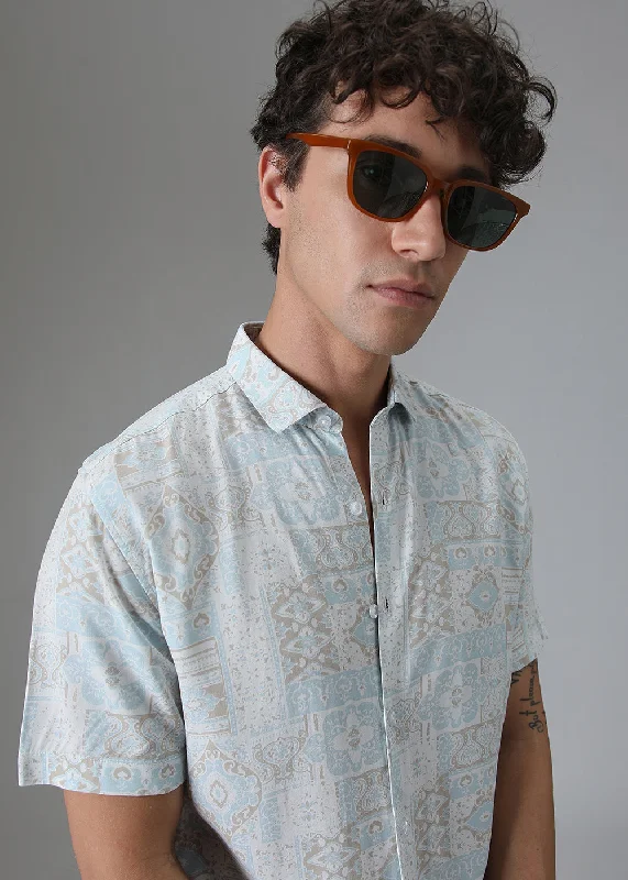 parkas for menGeometric Print Beige Shirt
