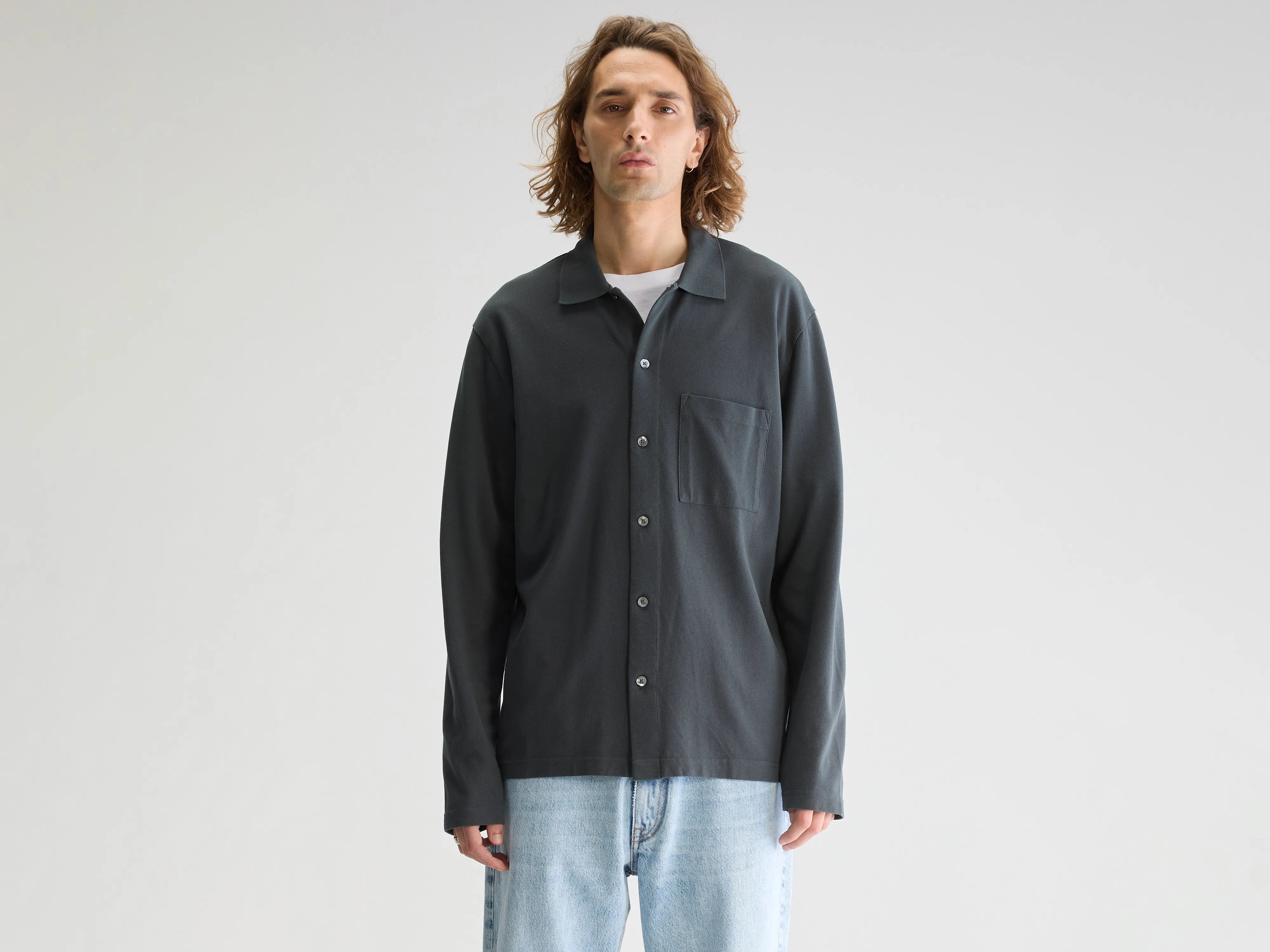 short-sleeved tops for men that are perfect for both casual and dressy occasionsVision long-sleeve polo (251 / M / PIRATE)