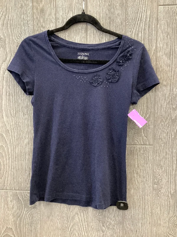 Leather-look women's topsTop Short Sleeve By Merona In Blue, Size: S