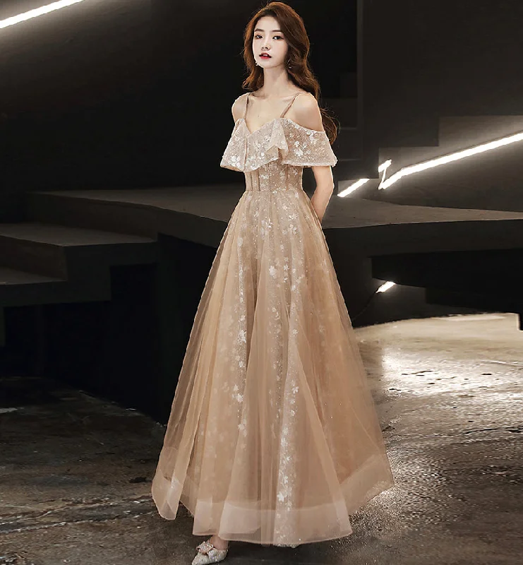 Godet dresses for womenCute tulle lace long prom dress evening dress  8461