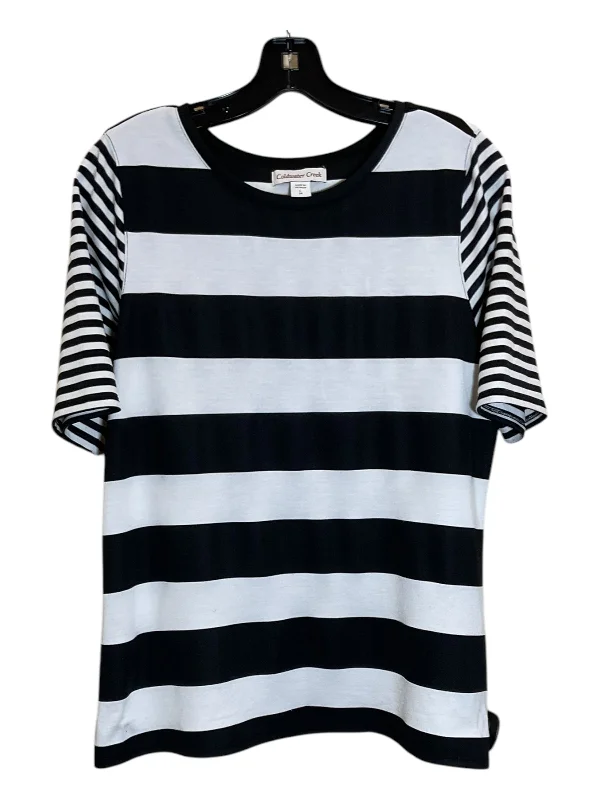 Polka dot women's topsTop Short Sleeve By Coldwater Creek In Black & White, Size: L