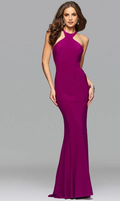 Day dresses for everyday wearFaviana - Cutout Back Halter Long Jersey Evening Dress 7894SC
