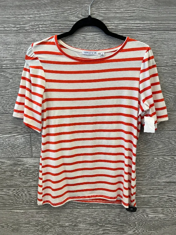 Wrinkle-resistant women's topsTop Short Sleeve By Notations In Orange & White, Size: S