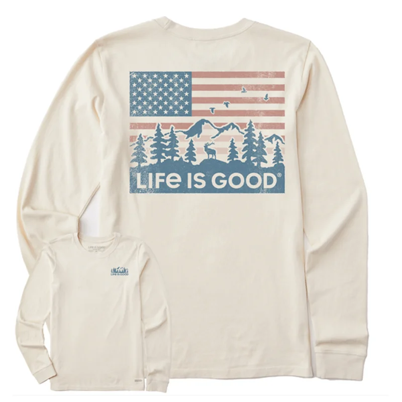 short-sleeved shirts for men that are suitable for all body typesWomen's Flag Mountain Scene Long Sleeve Crusher-LITE Tee