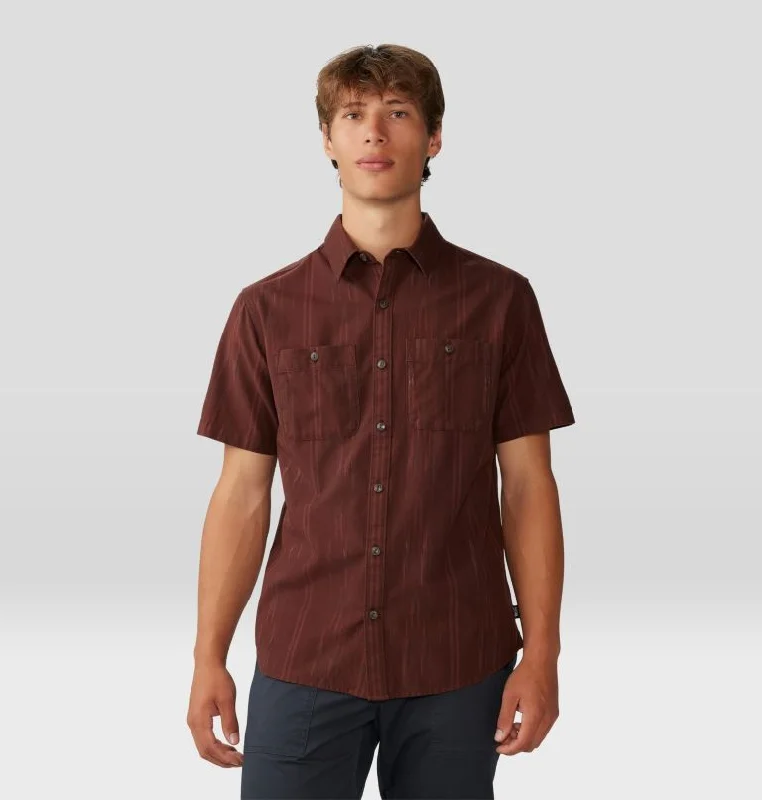 designer short-sleeved shirts for menMen's Grove Hide Out Short Sleeve Shirt - Woodsmoke Brown Ikat