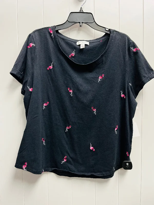 Elegant women's topsTop Short Sleeve By Vintage America In Black & Pink, Size: Xl