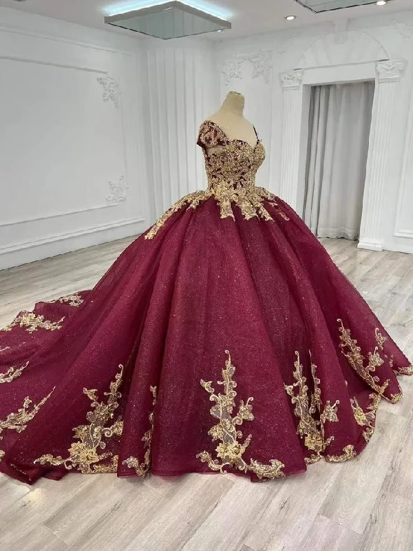Striped dresses for womenRed gorgeous applique elegant long tulle ball gown evening dress gh3114