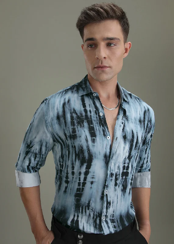 tops made from flannel for menAbstract Dark Blue Printed Shirt