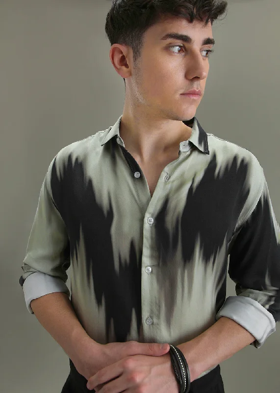 tailored-fit tops for menAbstract Green Printed Shirt