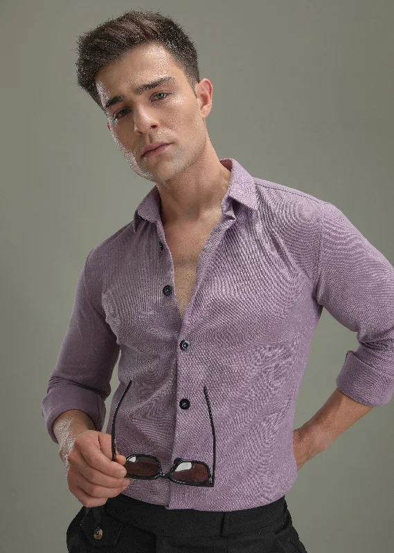 tops with lace for menViolet Knitted Shirt
