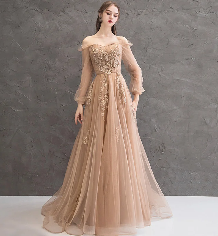 High-neck dresses for womenElegant tulle lace long prom dress evening dress 8471