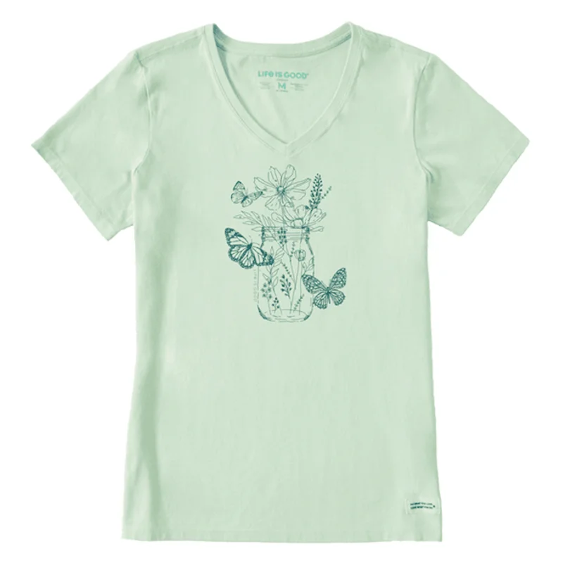 luxury short-sleeved men's clothingWomen's Wildflower and Butterflies Jar Crusher-LITE Vee