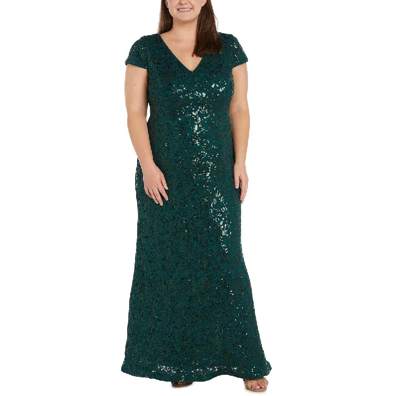 Short-sleeved dresses for womenR&M Richards Womens Plus Sequined Long Evening Dress