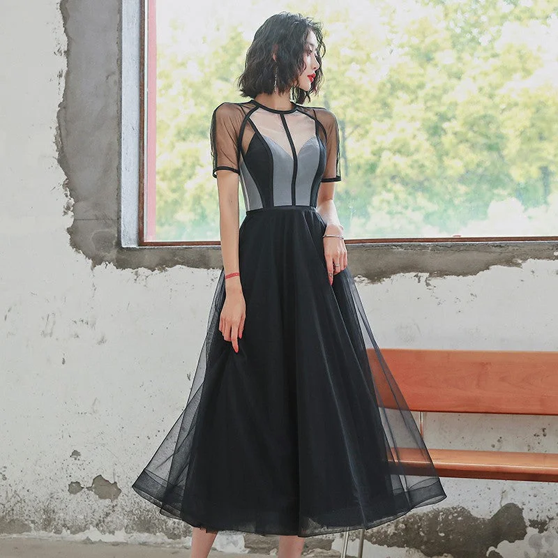 Elegant women's dressesBlack tulle short prom dress party dress  8309