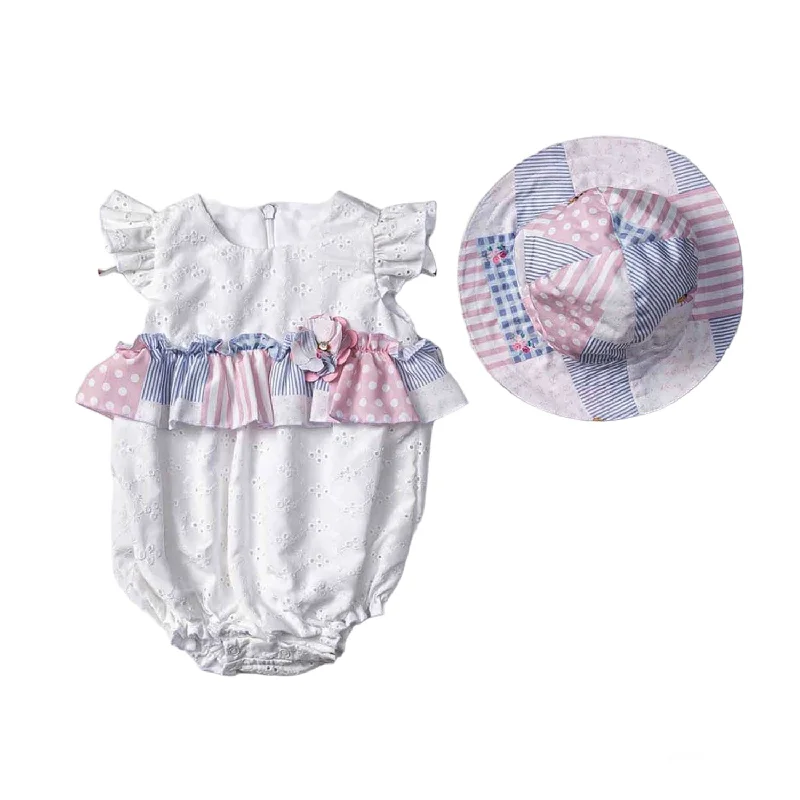 western-style shirts for menInfant Girl's 2-Piece Summer Romper with Flutter Sleeves & Bonus Matching Sun Hat