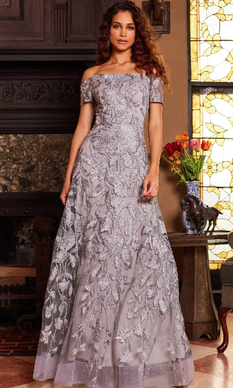 Bell sleeve dresses for womenJovani 09810 - Embroidered Gown