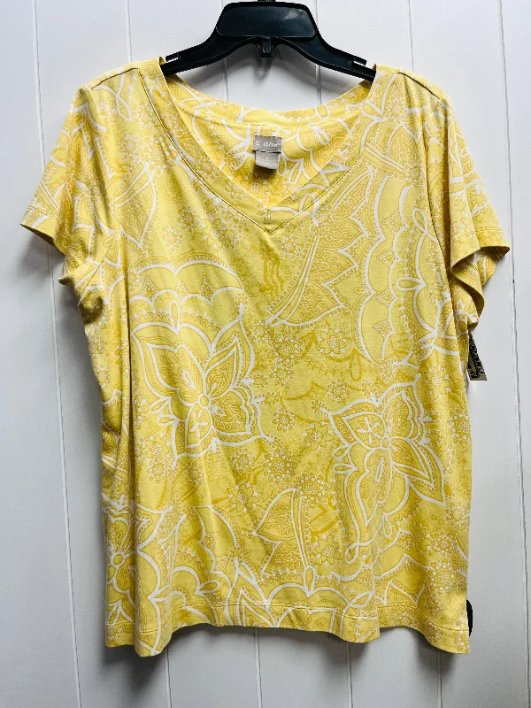 Breathable women's topsTop Short Sleeve By Chicos In Yellow, Size: Xl