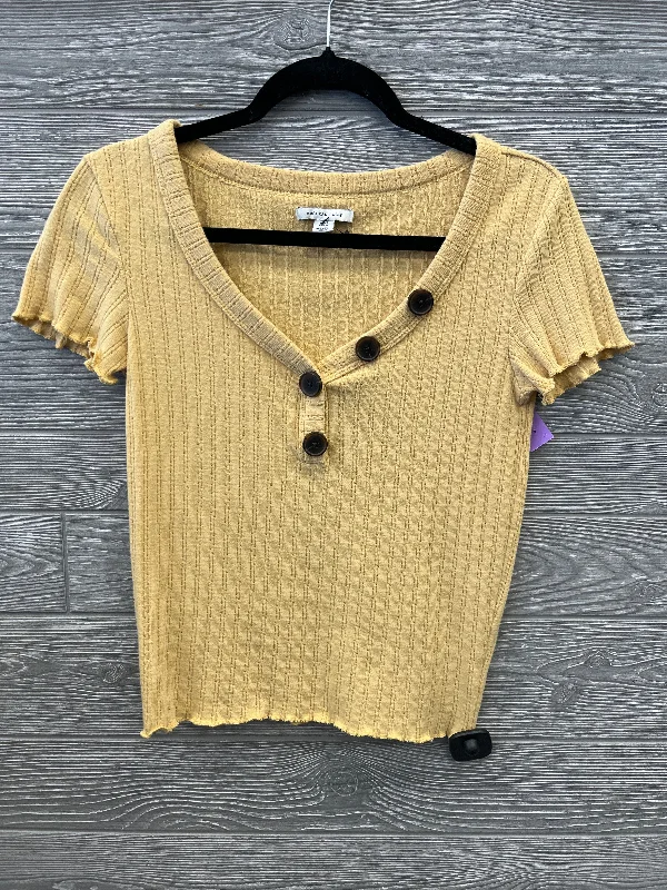 Bodycon women's topsTop Short Sleeve By American Eagle In Yellow, Size: S