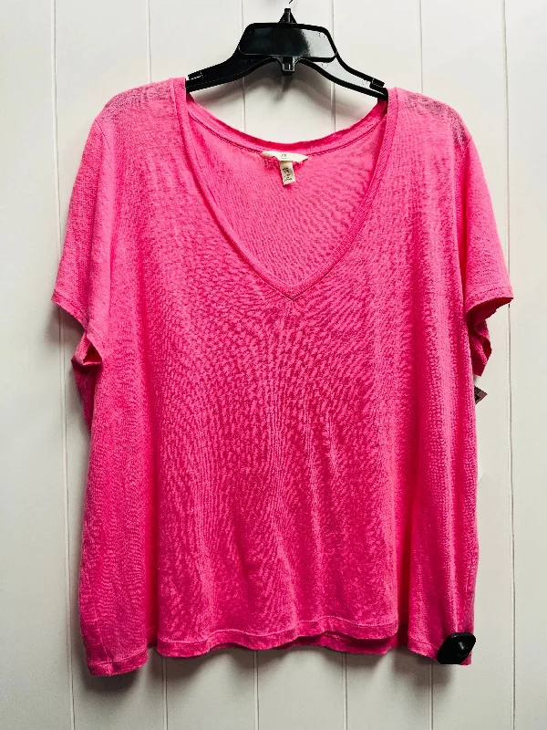 Evening women's topsTop Short Sleeve Basic By H&m In Pink, Size: Xl