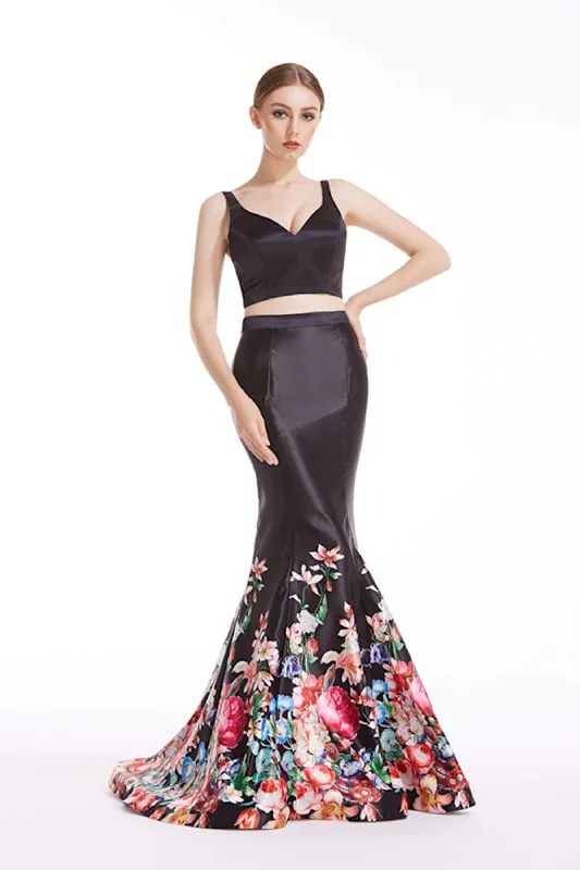Women's casual dressesJ'Adore Dresses - J12046 V-Neck Floral Print Prom Dress