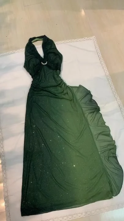 Lantern sleeve dresses for womenGreen sexy elegant sling gradient chiffon backless long ball gown evening dress gh3028