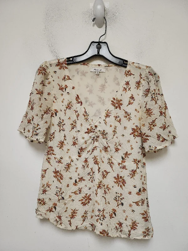 V-neck women's topsTop Short Sleeve By Madewell In Floral Print, Size: Xs