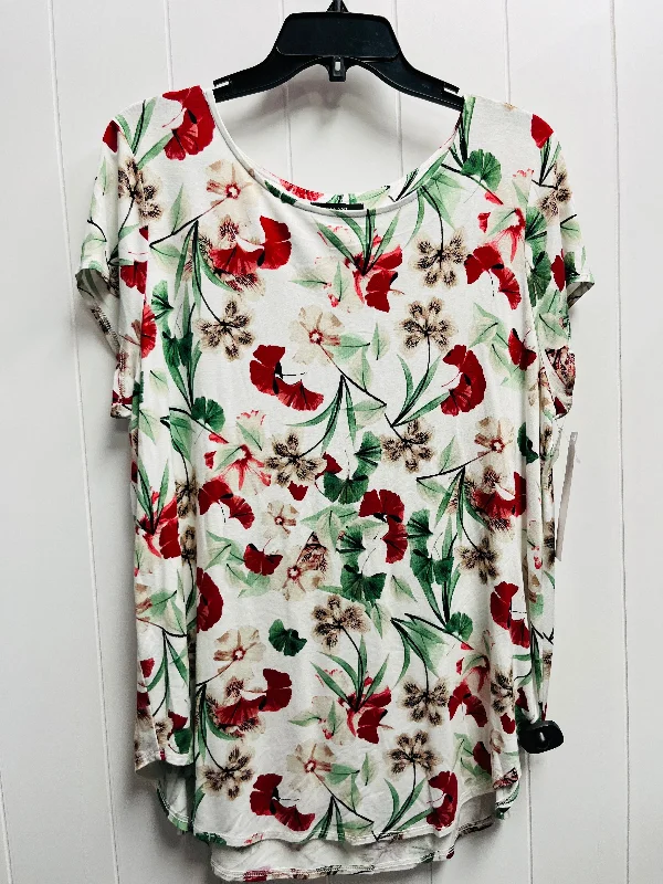 Spring women's topsTop Short Sleeve By Alfani In Green & Red, Size: Xl